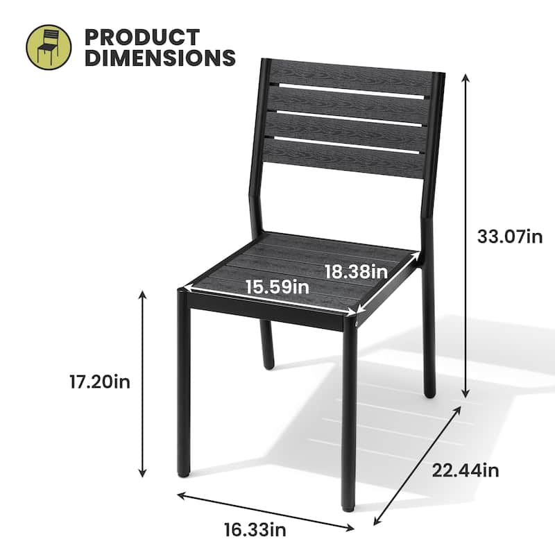 Modern Outdoor Aluminum Dining Chairs Stackable Armless Chairs for Patio