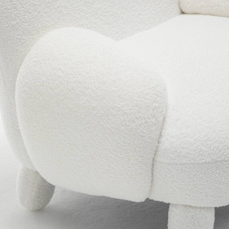 SEYNAR Modern Faux Sherpa Upolstered High Back Armless Accent Chair Set of 2