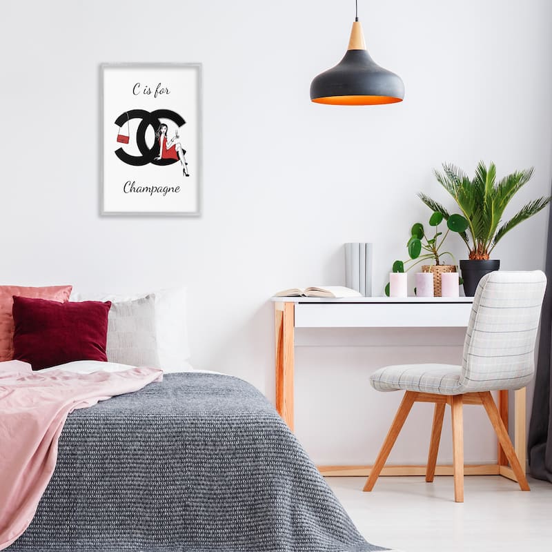 Stupell Glam C Is For Champagne Framed Giclee Art Design By Martina Pavlova