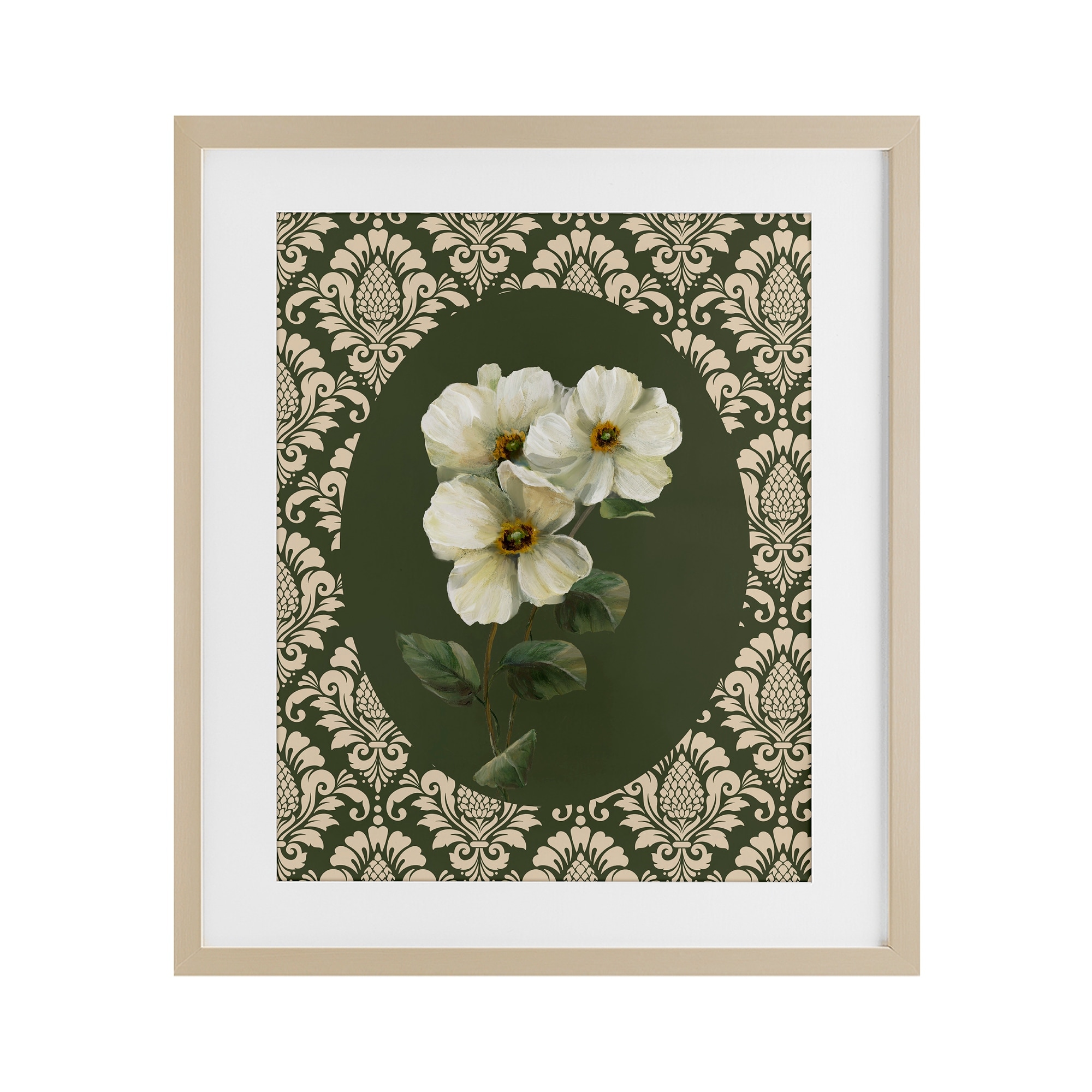 Stupell Fancy Lace White Flowers Under Glass Framed Design By Nan