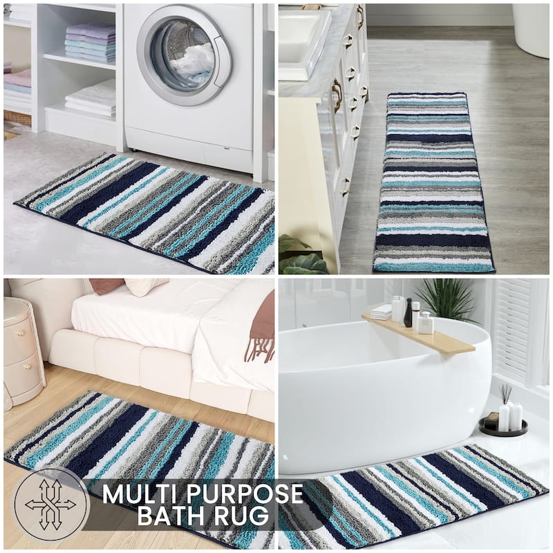 Better Trends Bath Rug 100% Polyester Super Absorbent Anti-Skid TPR Backing Bathroom Rug For Shower,Sink Mats Griffie Collection