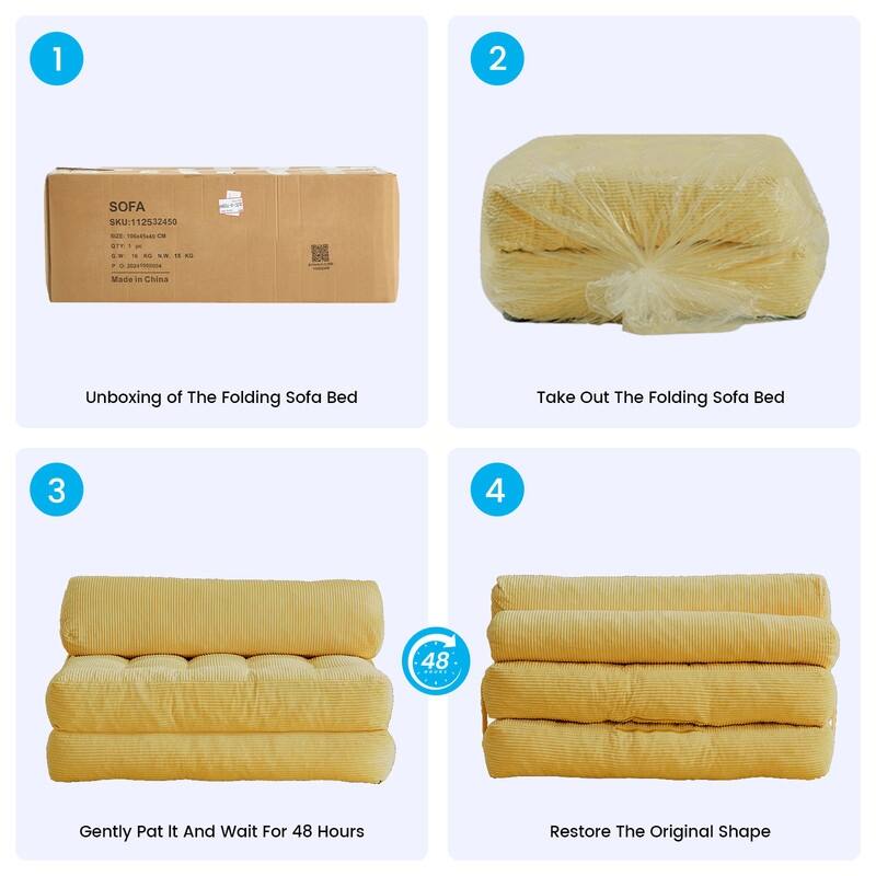 Mixoy W32''/W50'' Corded Velvet Fabric Folding Floor Lazy Futon Sofa Bed