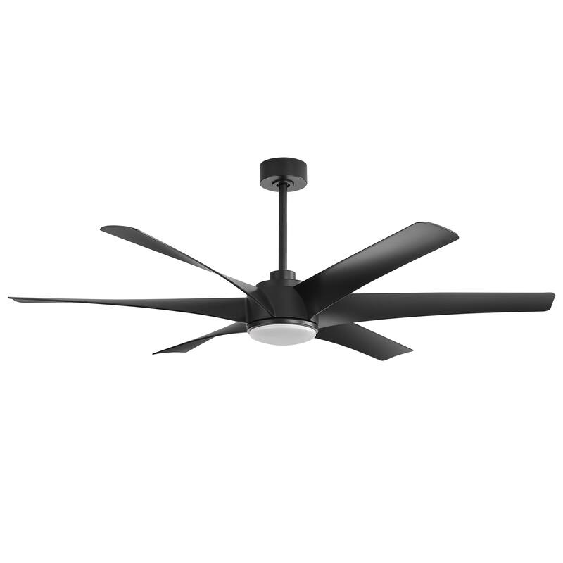 65-inch Black 6-Blade LED Ceiling Fan with Light and Remote