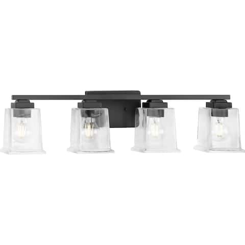 Gilmour Collection Four-Light Matte Black Clear Glass Vanity Light - 27.87 in x 5.5 in x 7 in