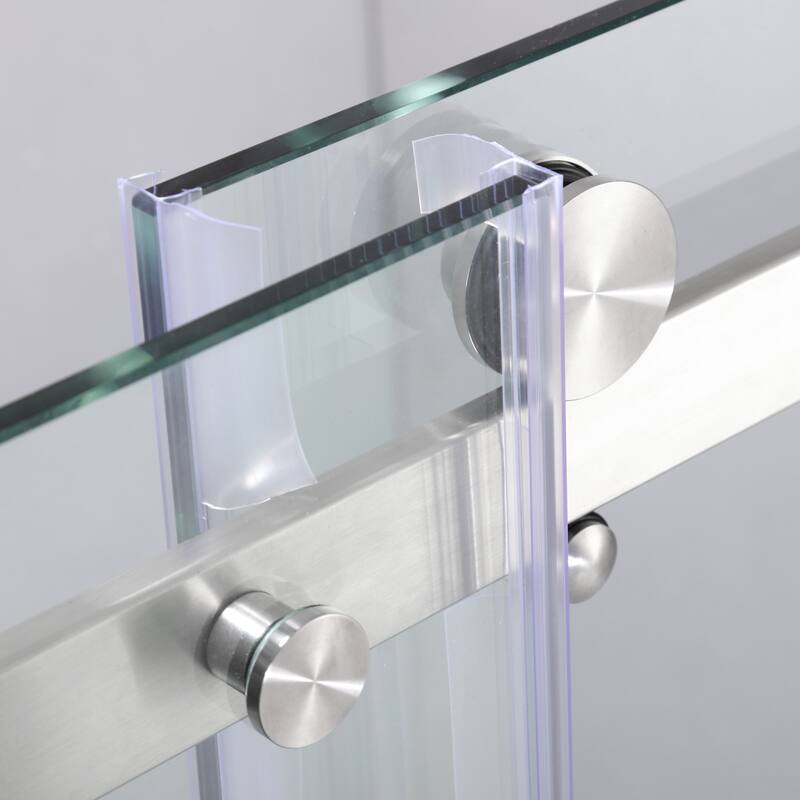 56-60 in. W x 76 in. H Sliding Frameless Shower Door in Brushed Nickel Finish with Clear Glass - 60" x 76"