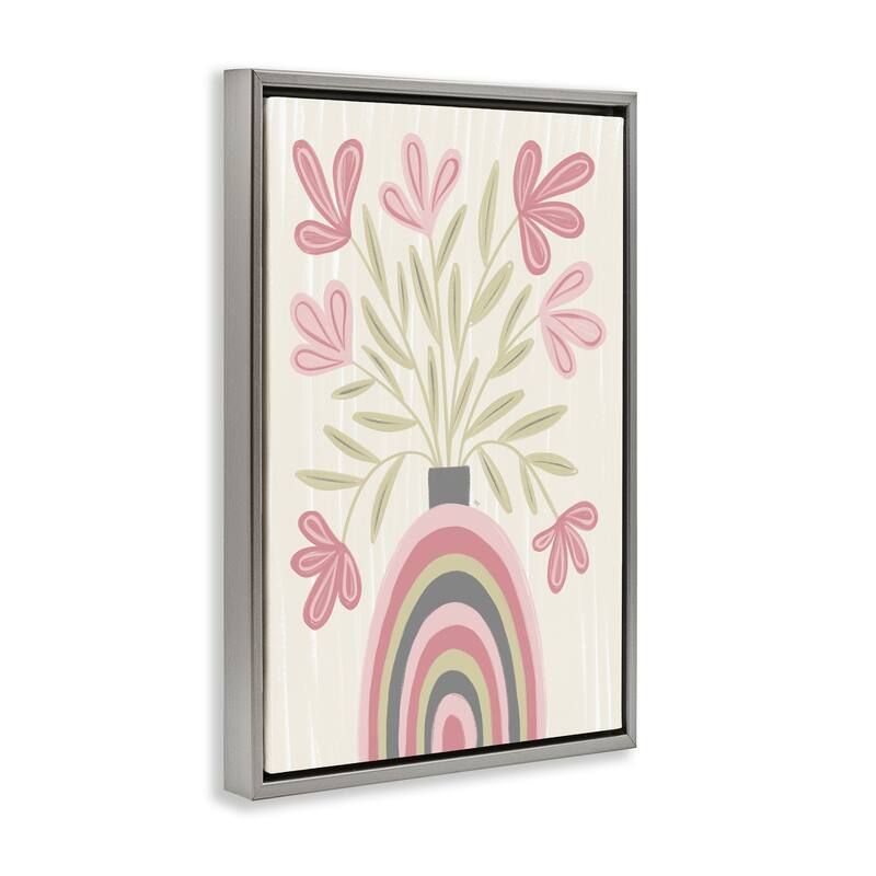 Stupell Pastel Arched Flower Vase Framed Floater Canvas Wall Art Design By Martina Pavlova