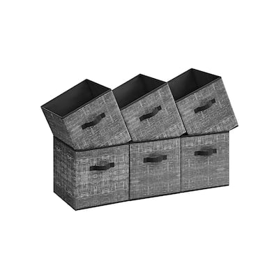 6 Fabric Foldable Storage Cubes with Handles Stylish Print Ideal for Bedroom and Living Room