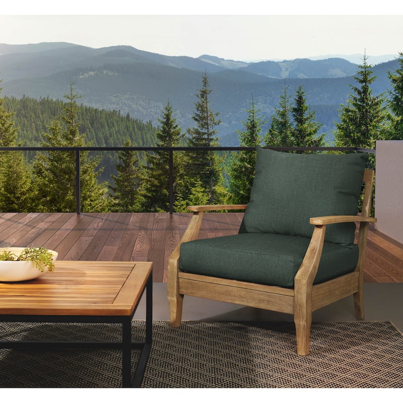 Sorra Home Sunbrella Outdoor Knife Edge Deep Seating Pillow and Cushion Set - 30 in W x 27 in D x 5 in H - Ivy