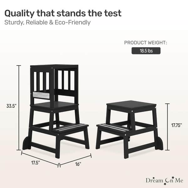 dimension image slide 3 of 4, Dream On Me 2-in-1 Funtastic Tower and Step Stool