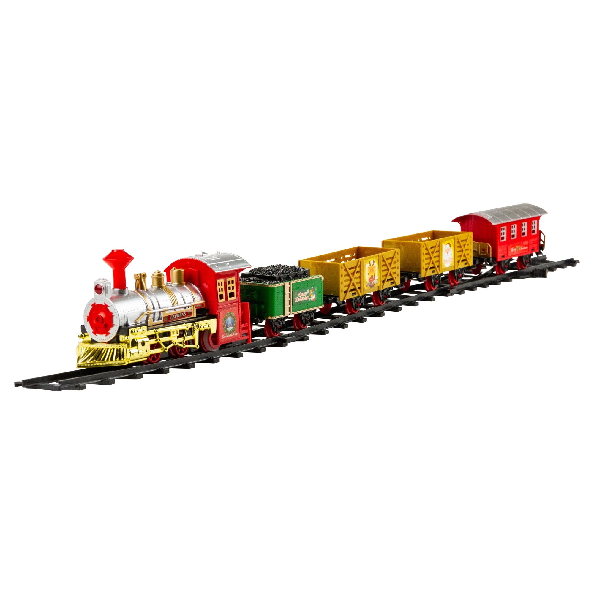 Northlight 16 Piece Battery Operated Lighted And Animated Christmas Express Train Set With Sound Red