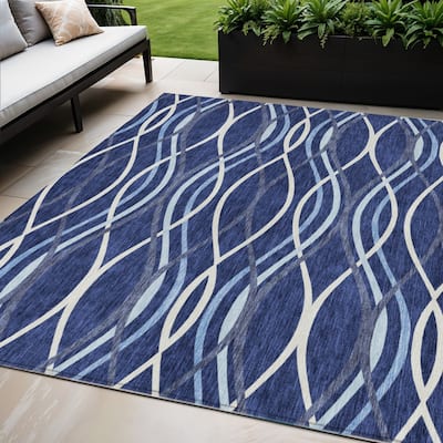 HomeRoots Abstract Transitional Rectangle Outdoor Rug