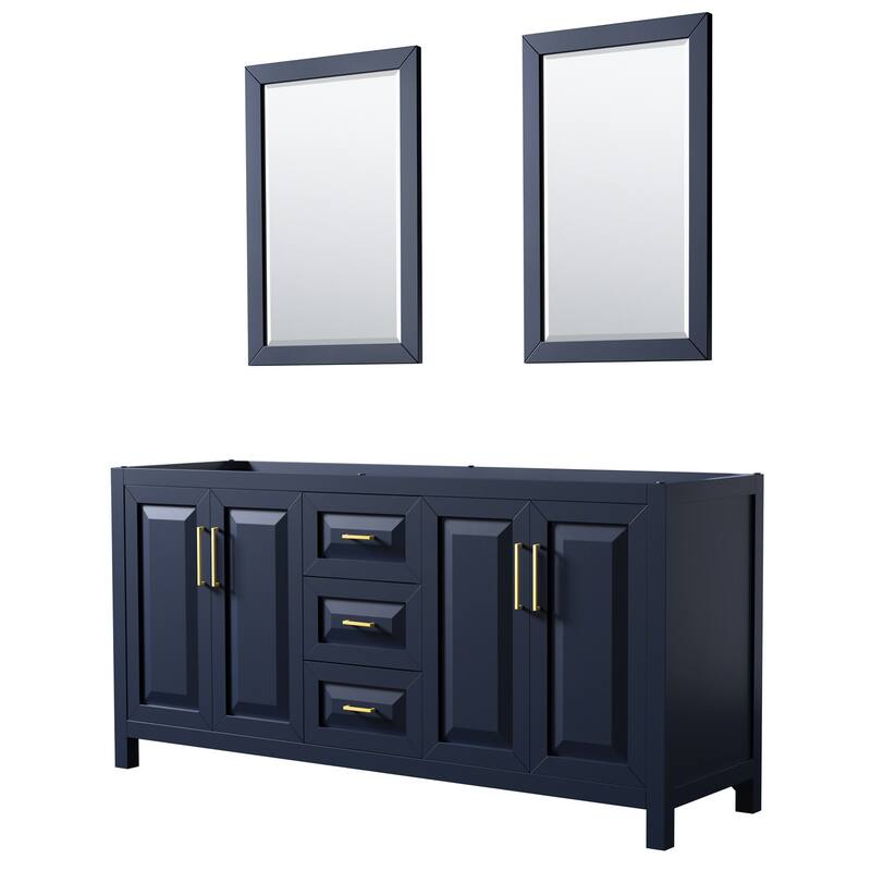Wyndham Collection Daria 71" Double Free Standing Vanity Cabinet - - Dark Blue / Brushed Gold Hardware