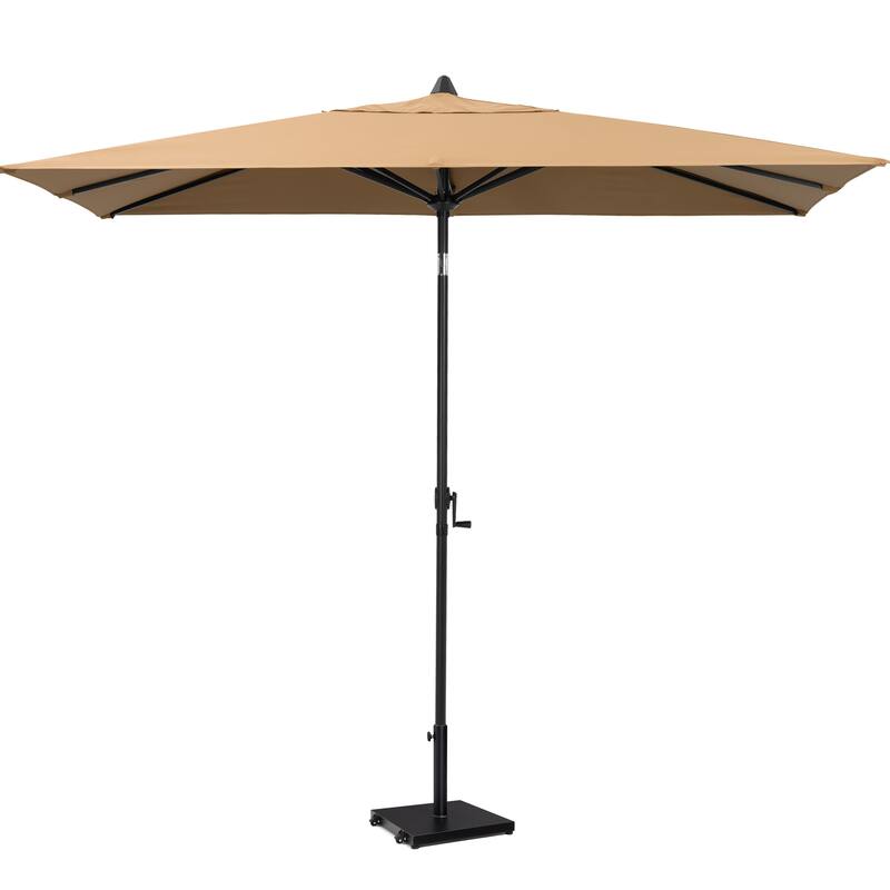 Pellebant Outdoor 9 x 5 FT Patio Market Umbrella Rectangular with Wheels Base Stand - Tan