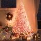 preview thumbnail 2 of 16, Yaheetech Pre-lit Flocked Artificial Christmas Tree Snow Frosted Christmas Tree, Pink 6 Foot