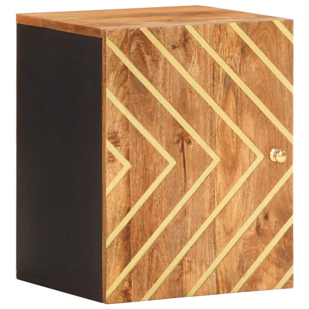 vidaXL Bathroom Wall Cabinet Brown and Black Solid mango wood and MDF - 18.9 x 13.2 x 15.0 in