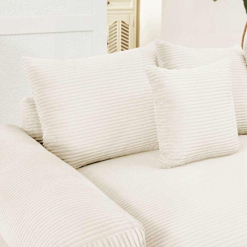 Oversized Cloud Modular Sectional Couch,Corduroy Fabric Extra-Wide Armrests Throw Pillows