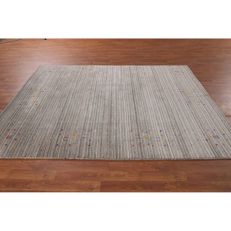 Striped Gabbeh Indian Area Rug Handmade Wool Carpet - 6'0"x 7'11"