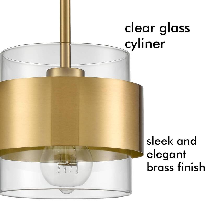 Murcia Modern Brass Rod-Hung Pendant 1-Light, Clear Glass Shade