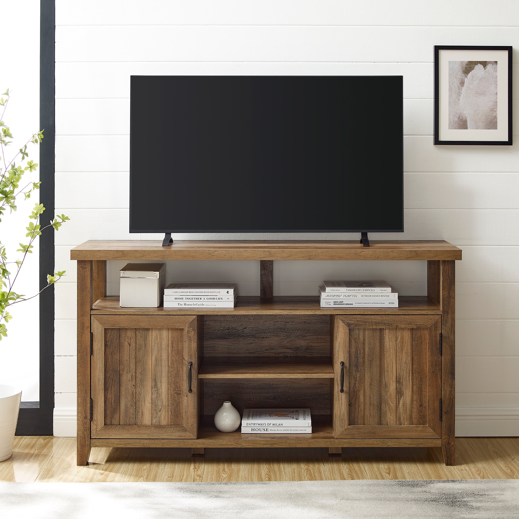 Walker Edison 58-inch Groove Door Highboy TV Stand