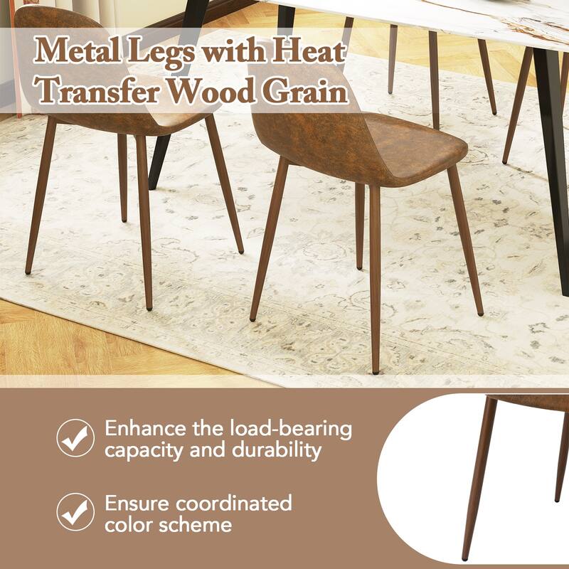 Gymax Dining Chair Set of 4 Faux PU Leather Upholstered Kitchen Chairs