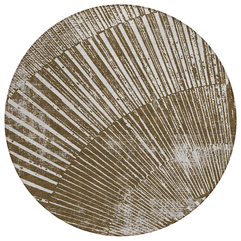Machine Washable Indoor/ Outdoor Modern Fan Chantille ARug