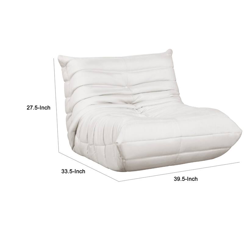 Revena Accent Floor Chair, Pleated Beige Microfiber Fabric, Curved