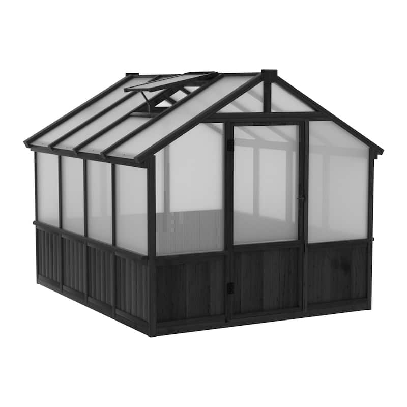 VEIKOUS Walk-in Wooden Greenhouse for Outside, Garden and Backyard, Black Greenhouse
