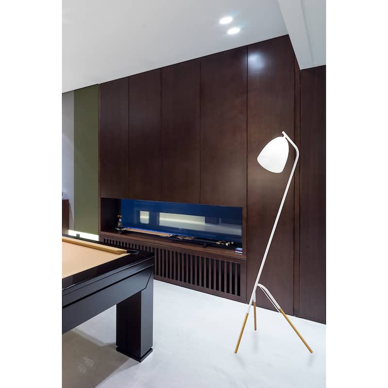 Eglo Westlinton 1-Light White and Gold Leaf Floor Lamp with White Metal
