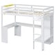 preview thumbnail 5 of 42, Solid Wood Loft Bed with Bulit-in L-Shaped Desk, Wardrobe and Hanging Rod, Twin/Full Size Loft Bedframe with Storage Shelves