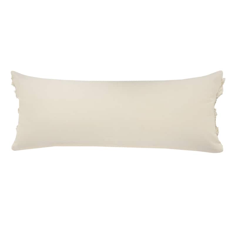 HomeRoots 14" X 36" Cream Gray And Gold 100% Cotton Striped Zippered Pillow