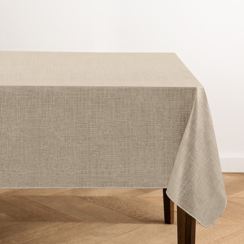Monterey Linen Texture Vinyl Indoor/Outdoor Tablecloth - 60x120 - Taupe