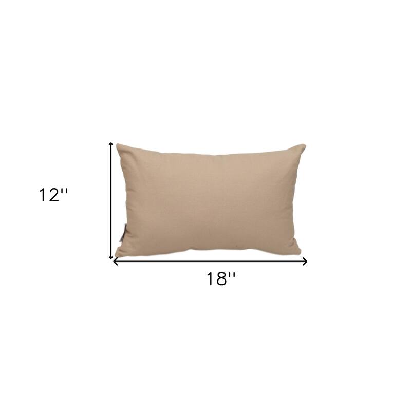 HomeRoots 12" X 18" Beige Cotton Lumbar Throw Pillow