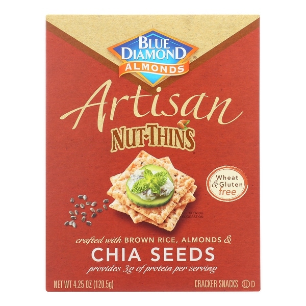 Blue Diamond Artesion Nut Thins - Chia Seed - Case of 12 - 4.25 oz.