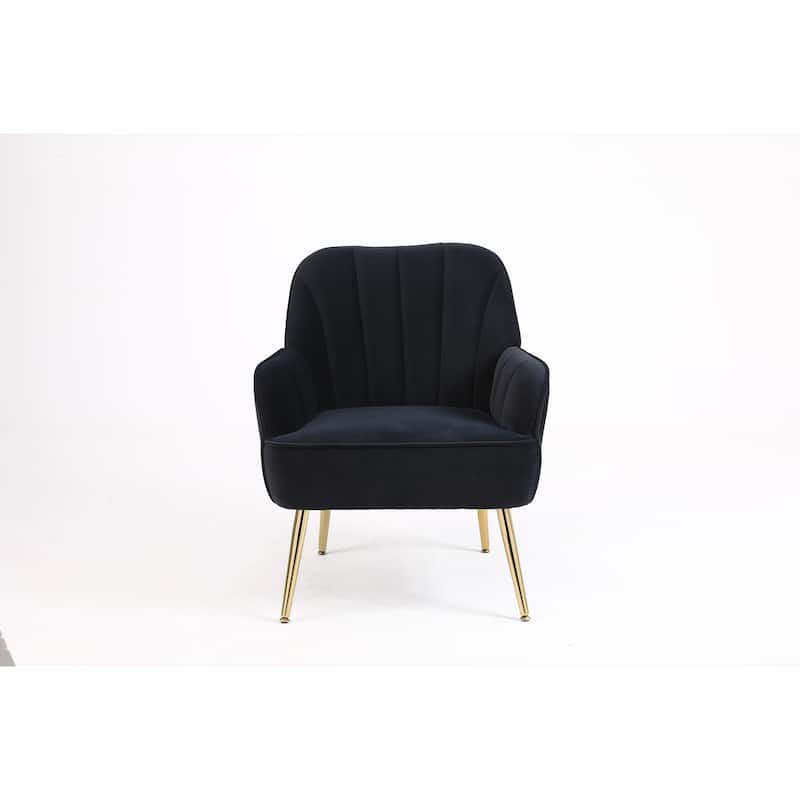 Velvet Mid-Century Armchair with Gold Legs and Modern Accent Chair (250lb Capacity)