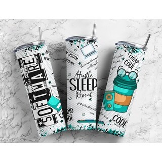 Software Developer 20 Oz Skinny Metal Tumbler w/Lid and Straw - Multi