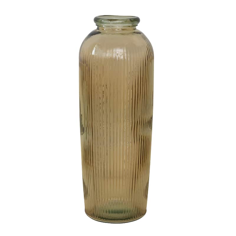 Ribbed Reclaimed Glass Vase - Brown - 11.8"L x 1.0"W x 27.6"H