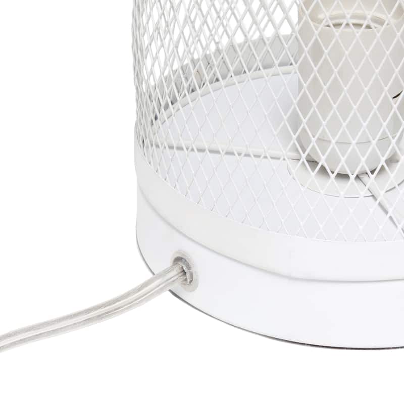 12.75" Industrial Mesh Cylinder Table Lamp, Modern Accent Lighting For Living Room, Entryway, Bedroom, Office, Black