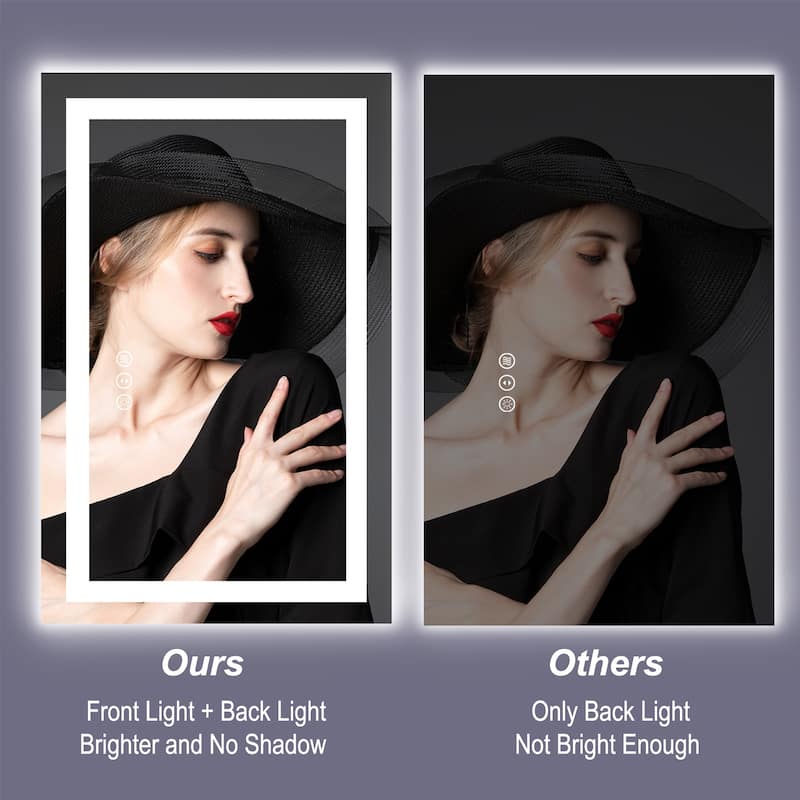 KIOTEE Super Bright Anti-fog LED Bathroom Mirror with Backlit and Front Lighting 3-Year Warranty