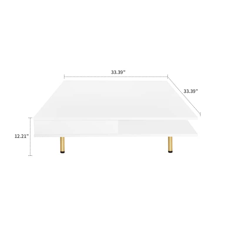 Contemporary Classic High Gloss Wooden Square Coffee Table