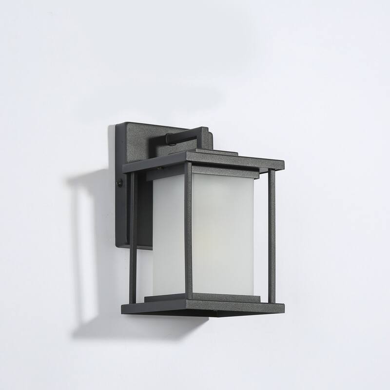 Modern 1-light Lantern Outdoor Glass Wall Light LED Dimmable Exterior sconce for Garage Porch Front Door