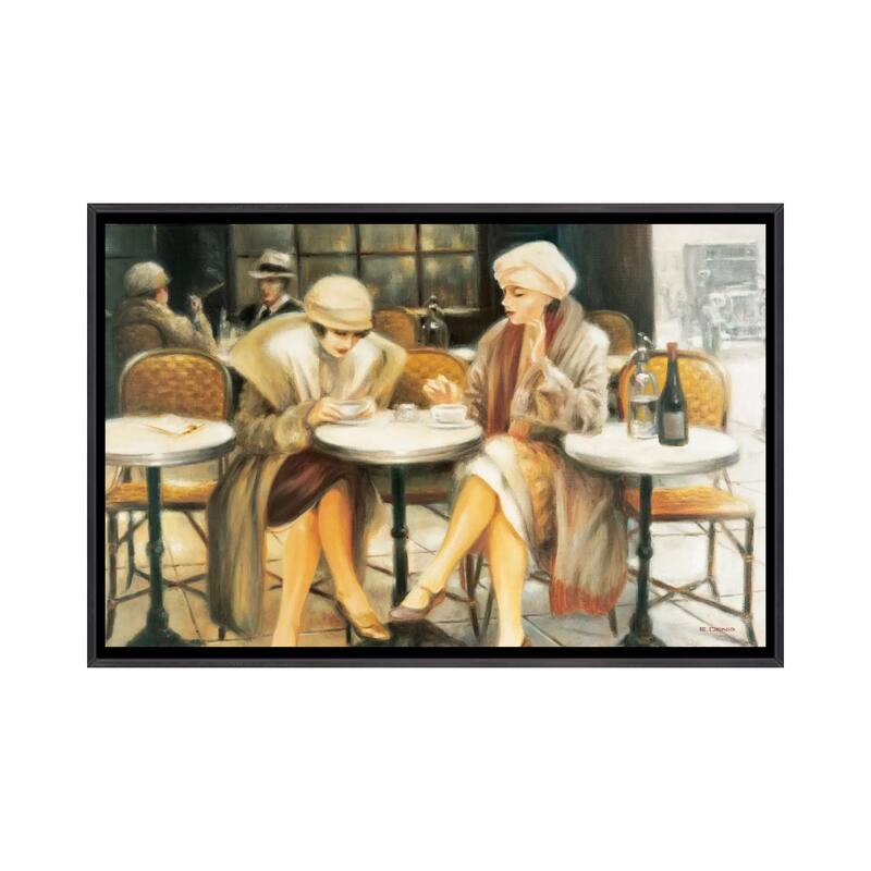 iCanvas "Cafe III" by E Denis Framed - Ebony - 32x48