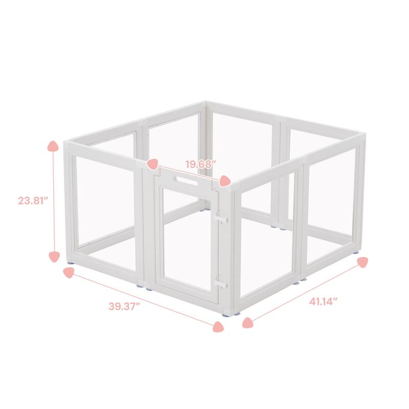 EROMMY 6/ 8/ 12 Panel Clear PET Pet Playpen with Door, Transparent Puppy Playpen for Small Dogs, Cats, Rabbits