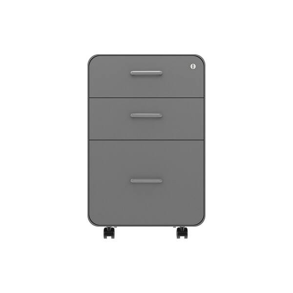 Shop Monoprice Round Corner 3 Drawer File Cabinet Gray With