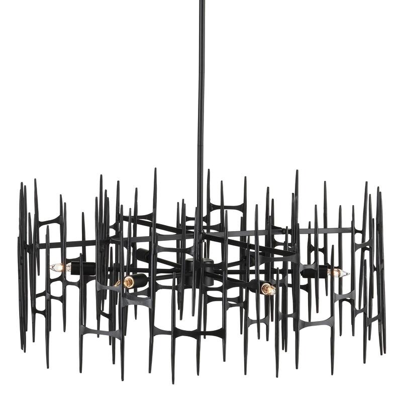 Currey & Company Attingham Black Chandelier - 18"h x 31.25"dia - 18"h x 31.25"dia - Satin Black