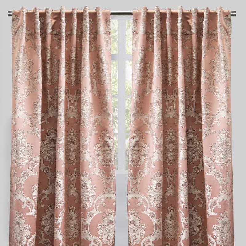 Rodeo Home Rod Pocket Katherine Damask Curtains (Set of 2) 54" x 96