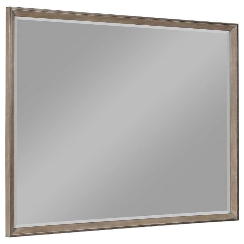 Lyni Dresser Mirror, Washed Oak Gray Wood Frame, Rectangular 40 Inch - Oak Gray, Brass