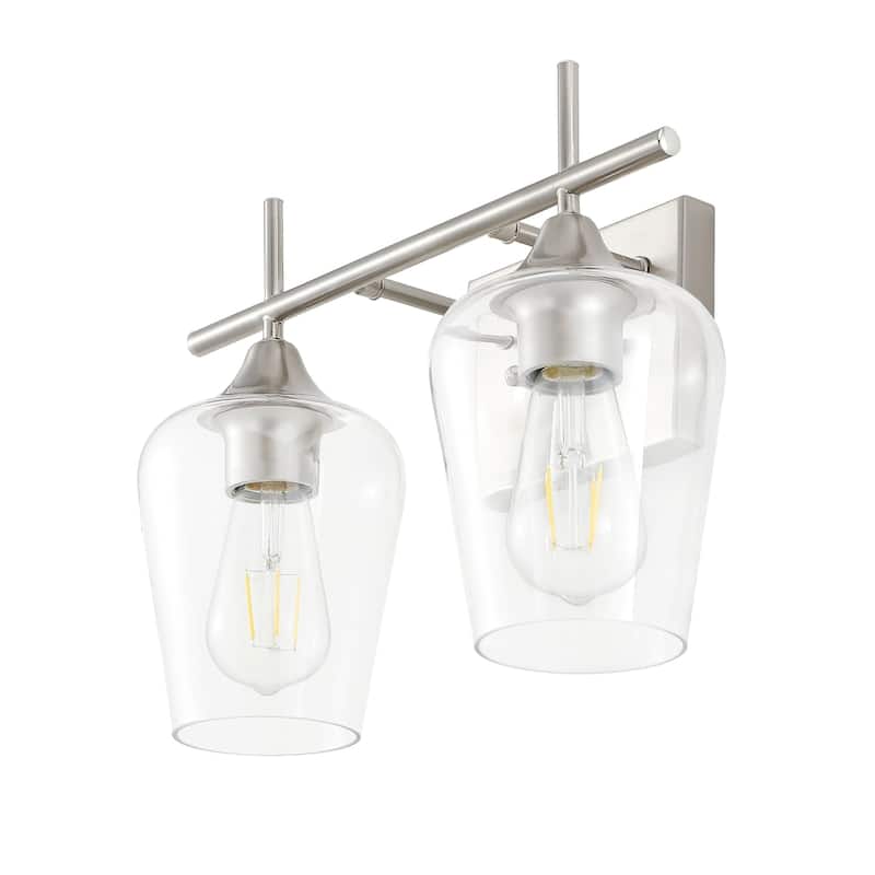 GetLedel 2-Light Bathroom Vanity Light Wall Sconce with Clear Glass Shades