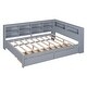 preview thumbnail 6 of 16, Wooden Full Size DayBed with 2 Drawers Kids Bed with Storage Shelf and USB Charging Ports, Grey
