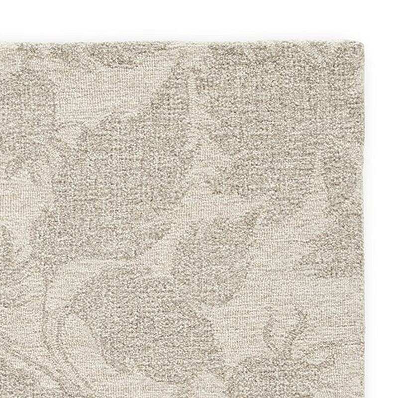 Adas 5 x 7 Medium Area Rug, Hand Tufted Floral Pattern, Beige Wool - 5 x 7