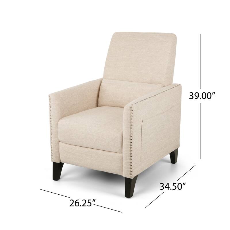 Pushback Recliner with Nailhead Accents and Birch Wood Legs
